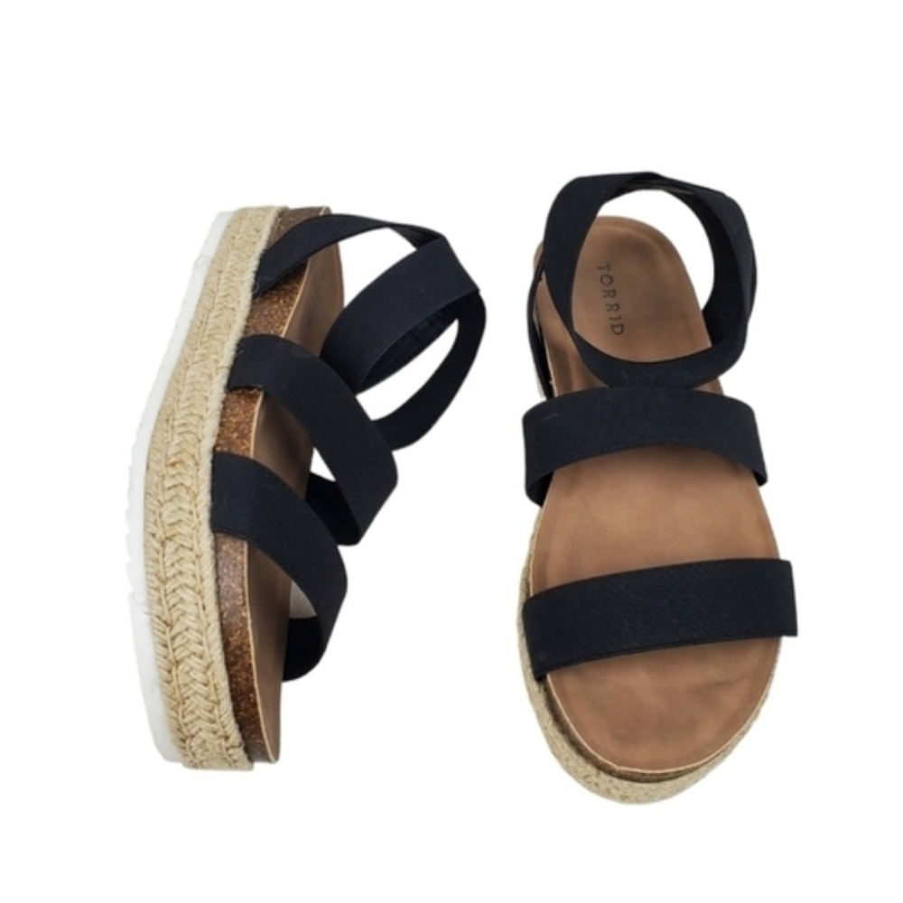Torrid black elastic espadrille wedge sandals size 10W